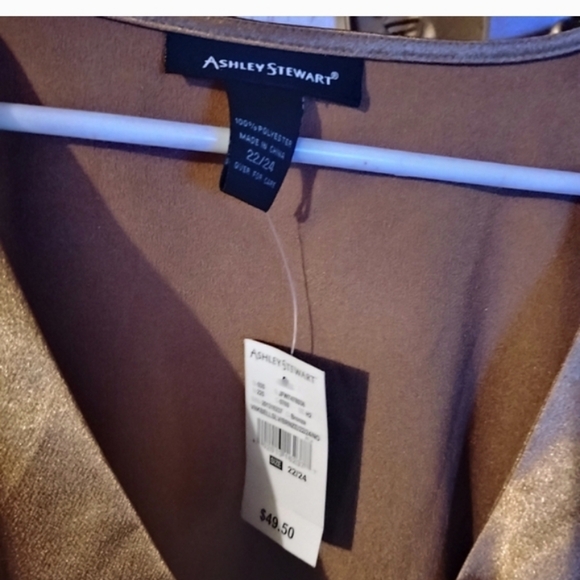 Ashley Stewart Gold Satin Wrap Blouse - Picture 3 of 5